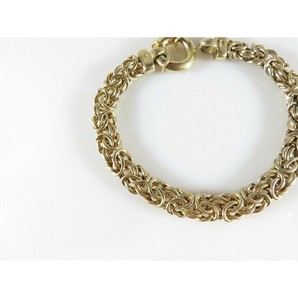 Byzantine Chainmail Gold Washed Sterling Silver 7 3/4" Long Chunky Bracelet - Picture 4 of 9